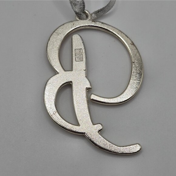 Christmas Ornament SilverTone Letter B Script Red Rhinestone Gift Pendant Charm - Picture 5 of 9
